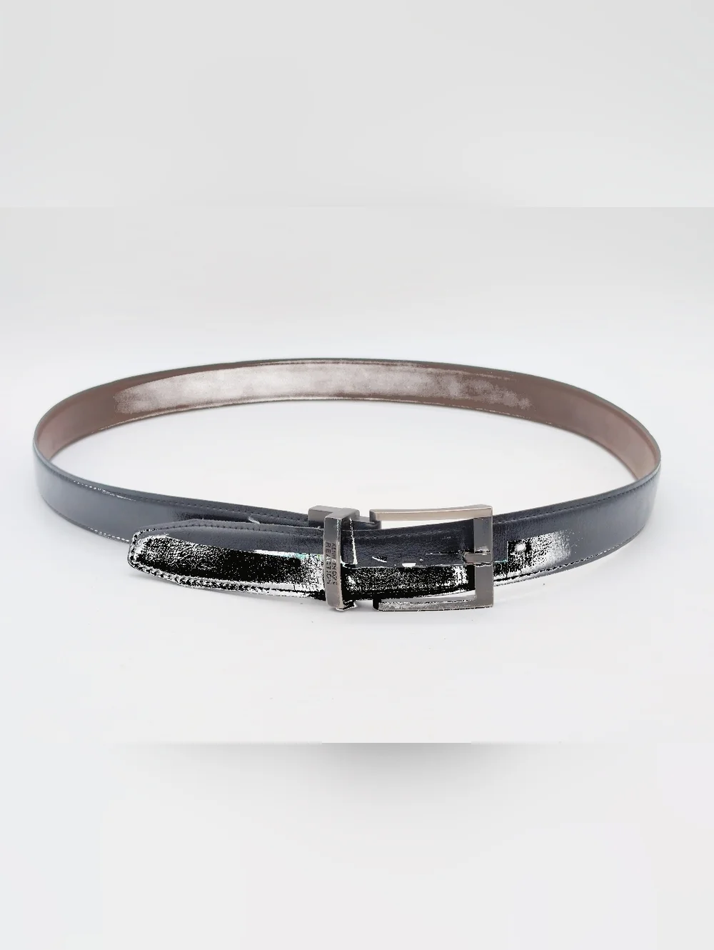 Kenneth Cole Reaction Black Leather Belt Sz 40 with Gunmetal Buckle